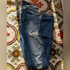 Medium Wash Destructed Skinny Jean